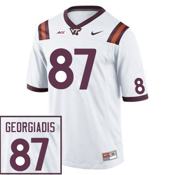 Men #87 Dimitri Georgiadis Virginia Tech Hokies College Football Jerseys Sale-White